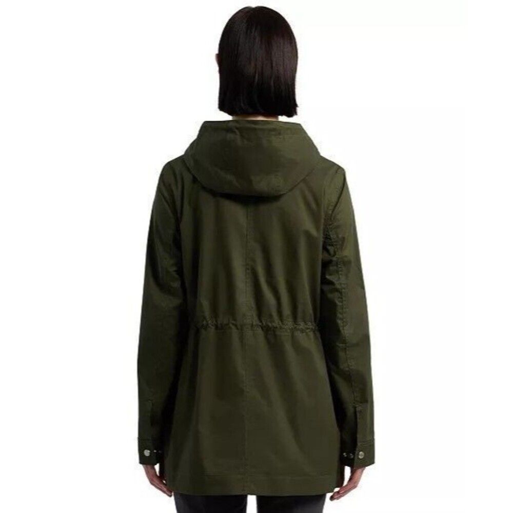 HUNTER Women's S Cotton Smock Hooded Rain Jacket Water Resistant Olive Green NEW - Picture 5 of 16